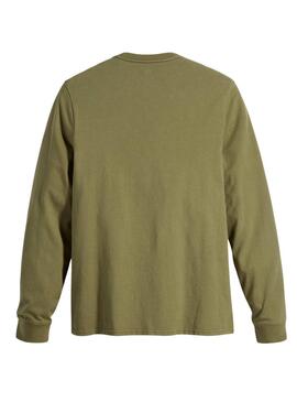 T-shirt Levis Original Housemark vert à manches longues pour homme