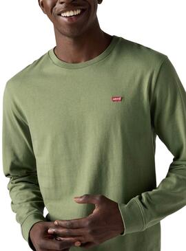 T-shirt Levis Original Housemark vert à manches longues pour homme