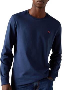 T-shirt Levi's Original Housemark bleu à manches longues pour homme