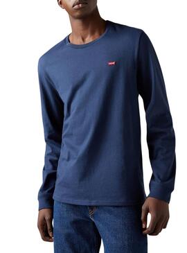 T-shirt Levi's Original Housemark bleu à manches longues pour homme