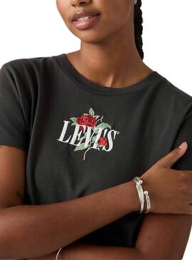 T-shirt Levi's Graphic Boxy noir roses pour femme