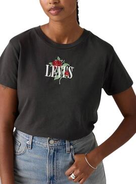 T-shirt Levi's Graphic Boxy noir roses pour femme
