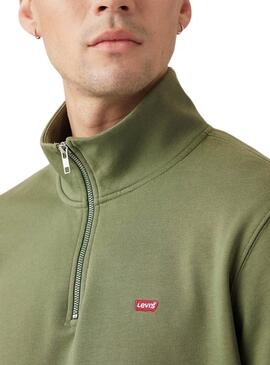 Sweatshirt Levis Original Housemark demi-zip vert pour homme