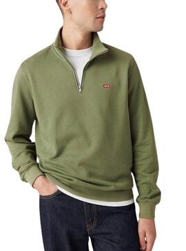 Sweatshirt Levis Original Housemark demi-zip vert pour homme