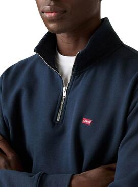 Sweat-shirt Levi's Original Housemark à demi-zip marine pour homme