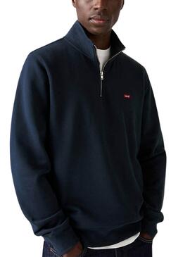 Sweat-shirt Levi's Original Housemark à demi-zip marine pour homme