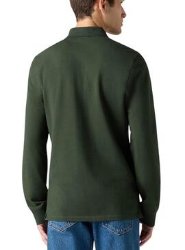 Polo Levis Housemark slim de manga larga verde para hombre.