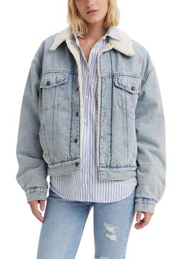 Veste en jean Levi's Trucker 90S Sherpa bleue pour femme