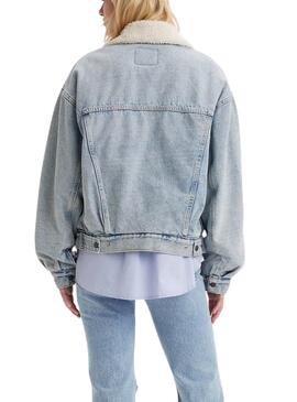 Veste en jean Levi's Trucker 90S Sherpa bleue pour femme