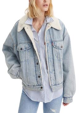Veste en jean Levi's Trucker 90S Sherpa bleue pour femme