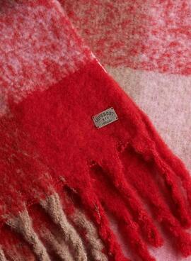 Écharpe Superdry à carreaux rouges pour femme