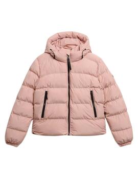 Veste matelassée à capuche Superdry Hooded Sports Puffer rose pour femme