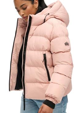 Veste matelassée à capuche Superdry Hooded Sports Puffer rose pour femme