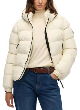 Doudoune matelassée Superdry à capuche beige pour femme