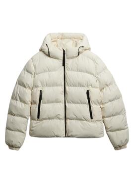 Doudoune matelassée Superdry à capuche beige pour femme