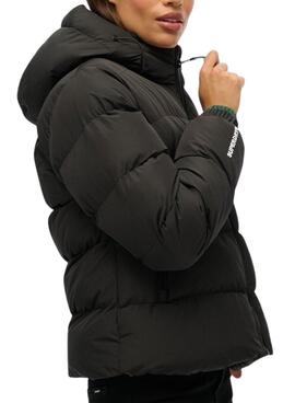 Veste matelassée à capuche Superdry Hooded Sports Puffer noire pour femme