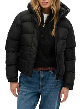 Veste matelassée à capuche Superdry Hooded 5 Baffle Puffer noire pour femme