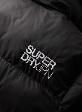 Veste matelassée à capuche Superdry Hooded 5 Baffle Puffer noire pour femme