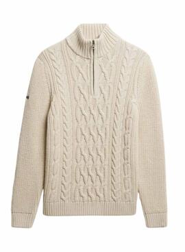 Maillot Superdry Jacob Cable beige pour homme