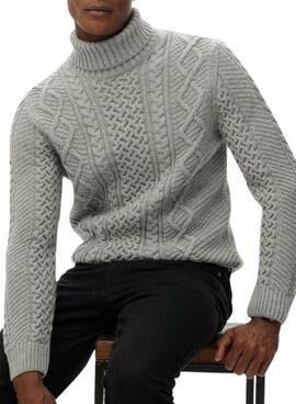 Pull Superdry Jacob Cable gris pour homme