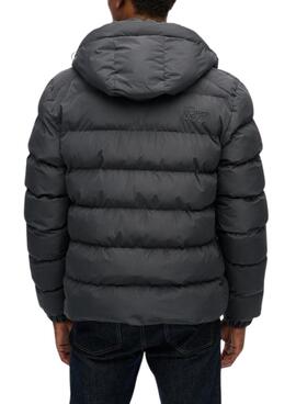 Veste matelassée à capuche Superdry Hooded Sports Puffer grise pour homme.