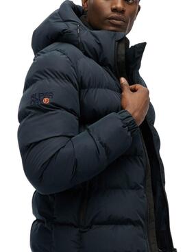 Veste matelassée à capuche Superdry Hooded Sports Puffer bleu marine pour homme