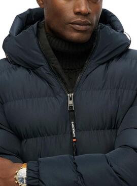 Veste matelassée à capuche Superdry Hooded Sports Puffer bleu marine pour homme