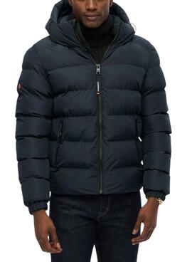 Veste matelassée à capuche Superdry Hooded Sports Puffer bleu marine pour homme