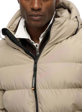 Veste matelassée Superdry Hooded Sports Puffer beige pour homme