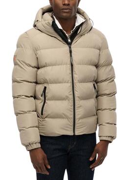 Veste matelassée Superdry Hooded Sports Puffer beige pour homme