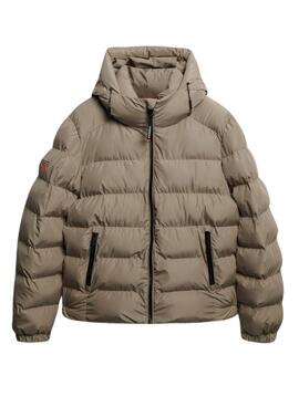 Veste matelassée Superdry Hooded Sports Puffer beige pour homme