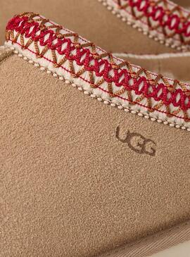 Sabots UGG Tasman II beige et grenat pour femme