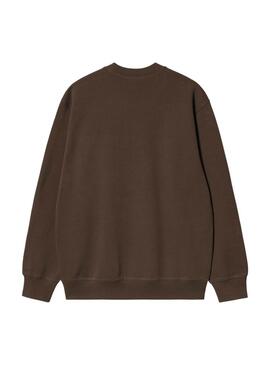 Sweatshirt Carhartt marque brodée marron pour homme