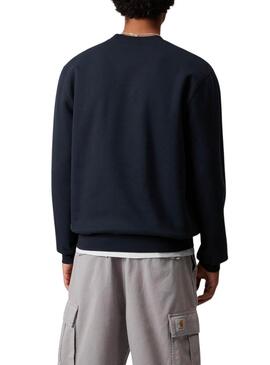Sweatshirt Carhartt, marque brodée bleu marine pour homme.