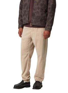 Pantalon Carhartt Newel beige en côtelé pour homme