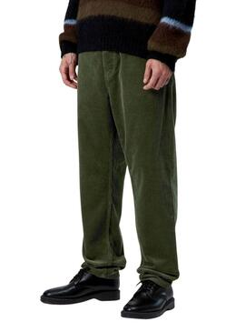 Pantalon Carhartt Newel en cotelé verde para hombre.