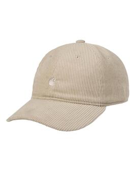 Casquette Carhartt Harlem en velours côtelé beige pour homme et femme.