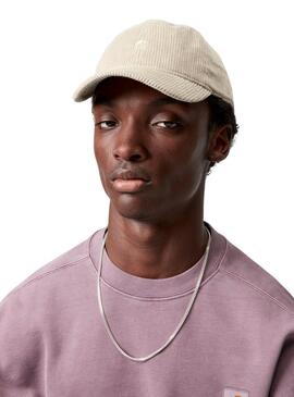 Casquette Carhartt Harlem en velours côtelé beige pour homme et femme.