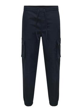 Pantalon Only and Sons Garda bleu marine pour homme