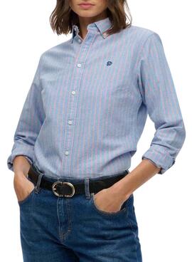Chemise Superdry slim Oxford à rayures bleues pour femme