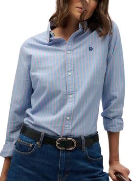 Chemise Superdry slim Oxford à rayures bleues pour femme