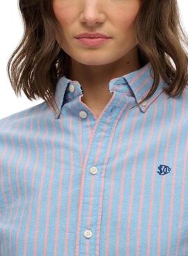 Chemise Superdry slim Oxford à rayures bleues pour femme