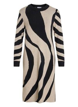 Robe Vila Vitif en jacquard camel pour femme