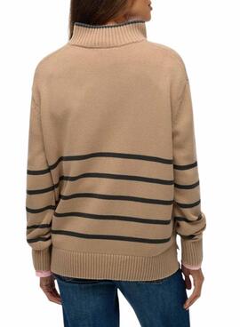 Maillot Superdry à col cheminée camel pour femme