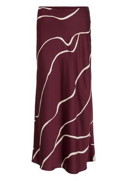 Jupe en satin bordeaux de Vila Viellette pour femme