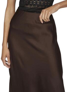 Jupe en satin marron pour femme de Vila Viellette.