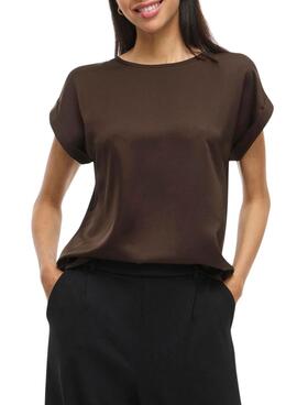 Top en satin marrón de Vila Viellette para mujer
