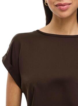 Top en satin marrón de Vila Viellette para mujer