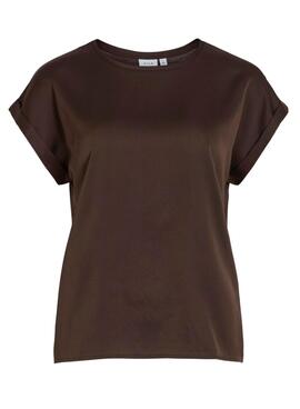 Top en satin marrón de Vila Viellette para mujer
