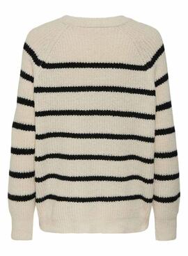 Maillot Only Mally beige et noir à rayures pour femme